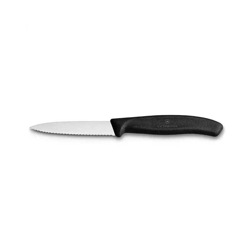 VICTORINOX 8CM SİYAH TIRTIKLI SOYMA BIÇAĞI