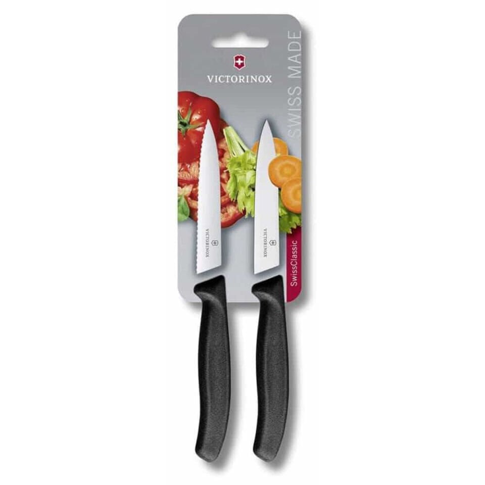 VICTORINOX 10CM SİYAH 2Lİ TIRTIKLI SOYMA BIÇAĞI