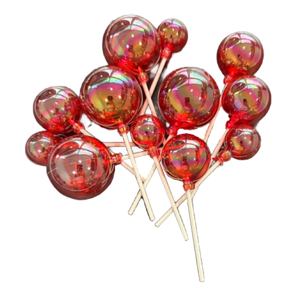 ÇUBUKLU TOP SÜS - KIRMIZI