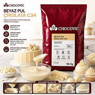 CHOCOVİC BEYAZ PUL ÇİKOLATA C34 1 KG