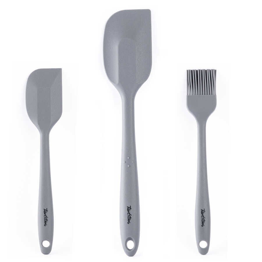 3LÜ SİLİKON SPATULA VE FIRÇA SETİ Gri