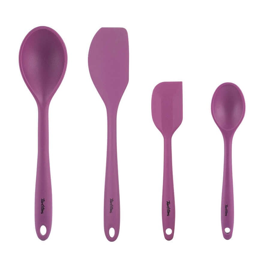 TANTİTONİ VİŞNE RENKLİ SİLİKON 4LÜ KAŞIK VE SPATULA SETİ