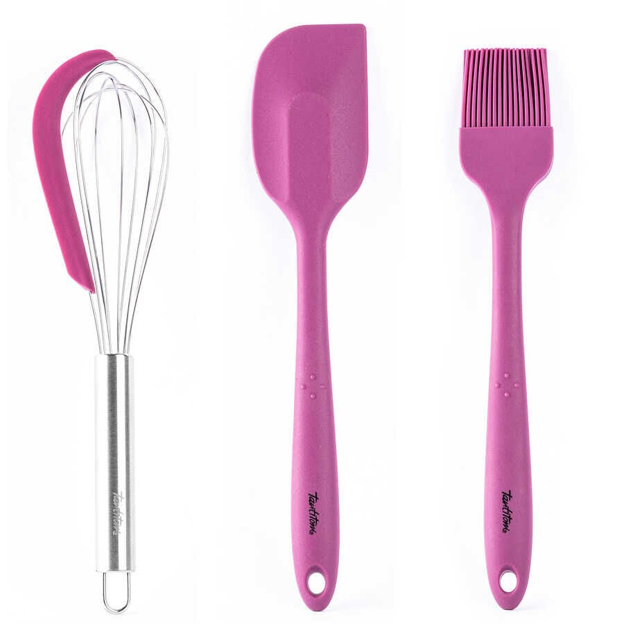 3LÜ SİLİKON SPATULA, FIRÇA VE ÇIRPICI SETİ