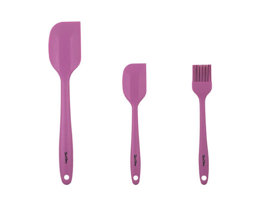 3LÜ SİLİKON SPATULA VE FIRÇA SETİ Vişne