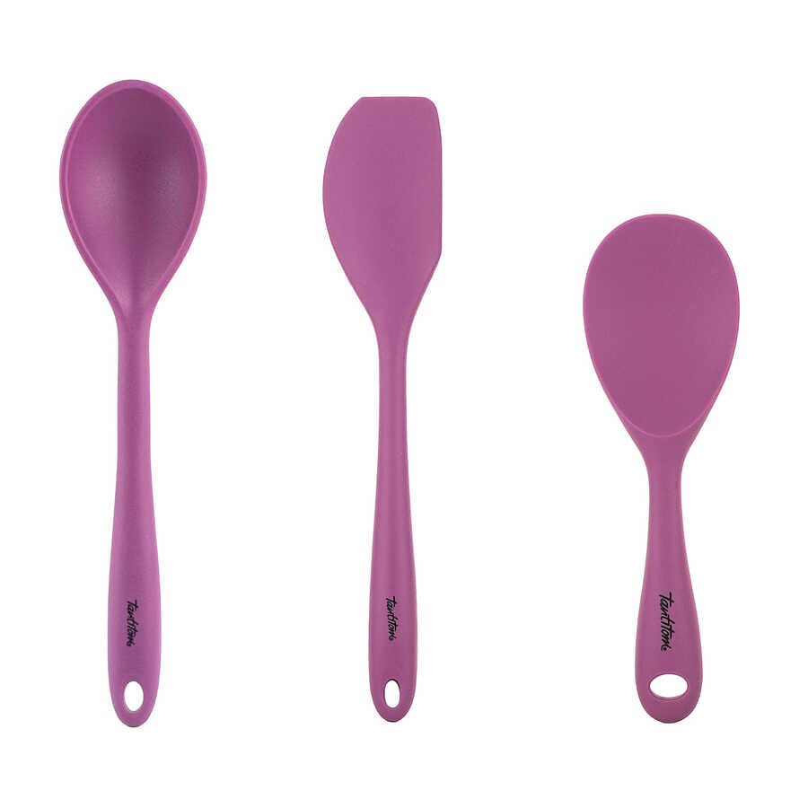 3LÜ BÜYÜK KAŞIK, PİLAV KAŞIĞI VE SPATULA SETİ Vişne
