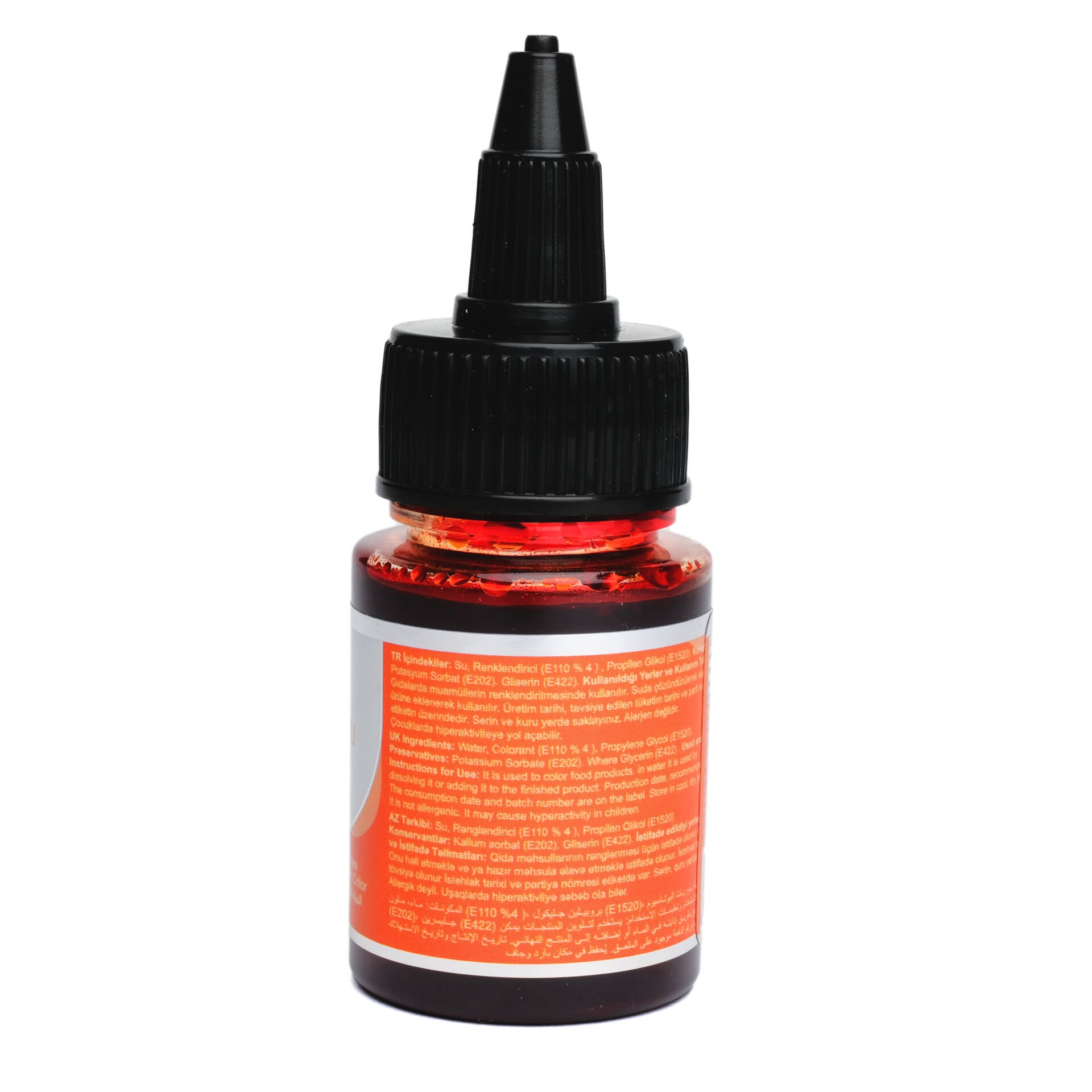 SU BAZLI LİKİT GIDA BOYASI - 25GR Turuncu