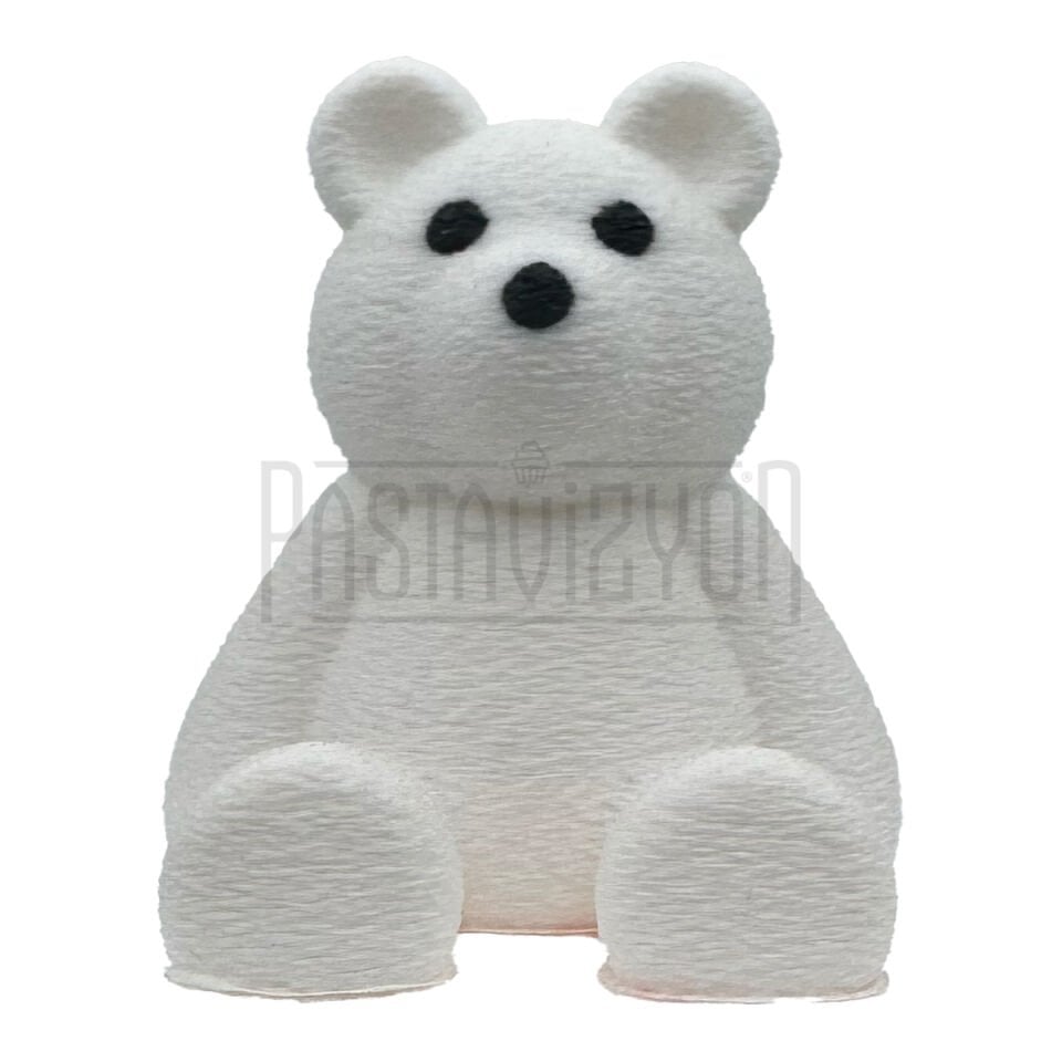 OTURAN AYI FİGÜRÜ BEYAZ