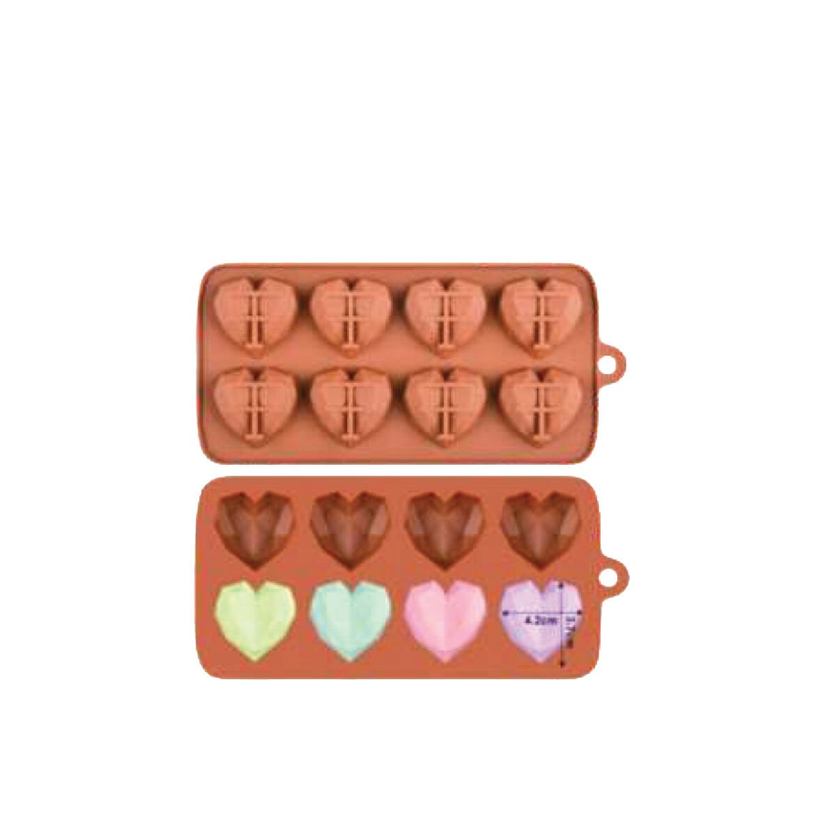 SİLİKON ÇİKOLATA KALIBI GEOMETRİK KALP - 8Lİ