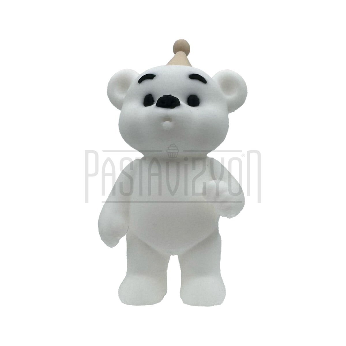 ŞAPKALI AYI FİGÜRÜ BEYAZ