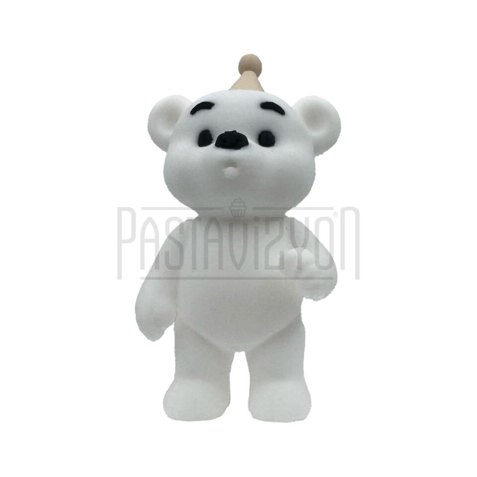 ŞAPKALI AYI FİGÜRÜ BEYAZ