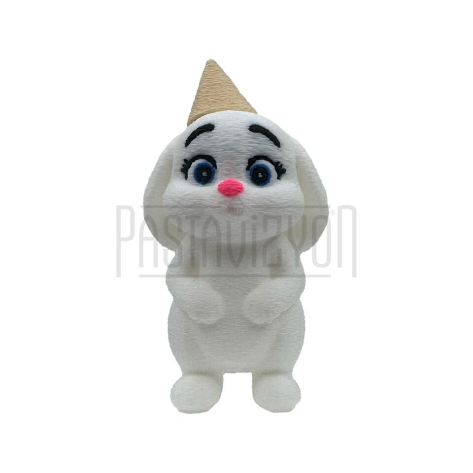 ŞAPKALI TAVŞAN FİGÜRÜ BEYAZ