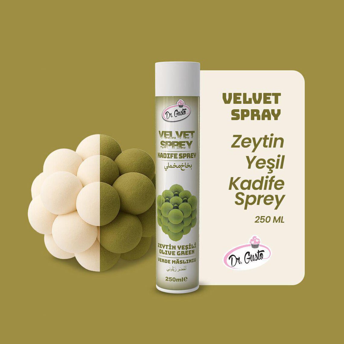 KADİFE SPREY BOYA SOFT RENKLER 250 ml - Zeytin Yeşili
